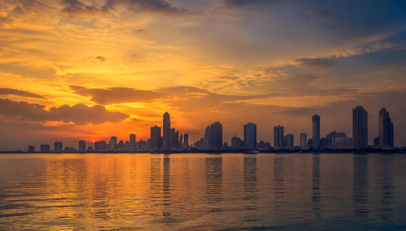 Lagos skyline at golden hour