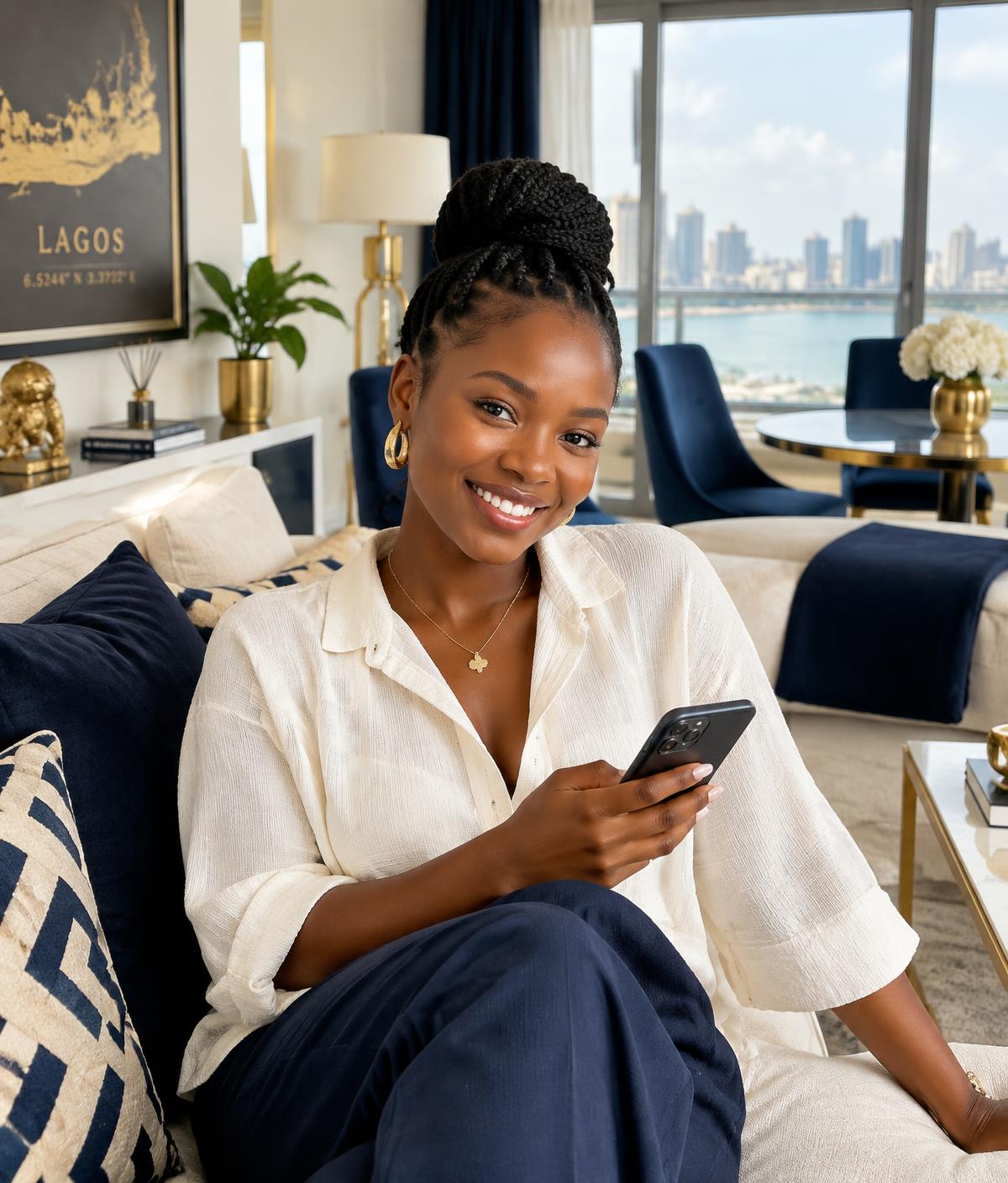 Woman checking her Kipit savings at home