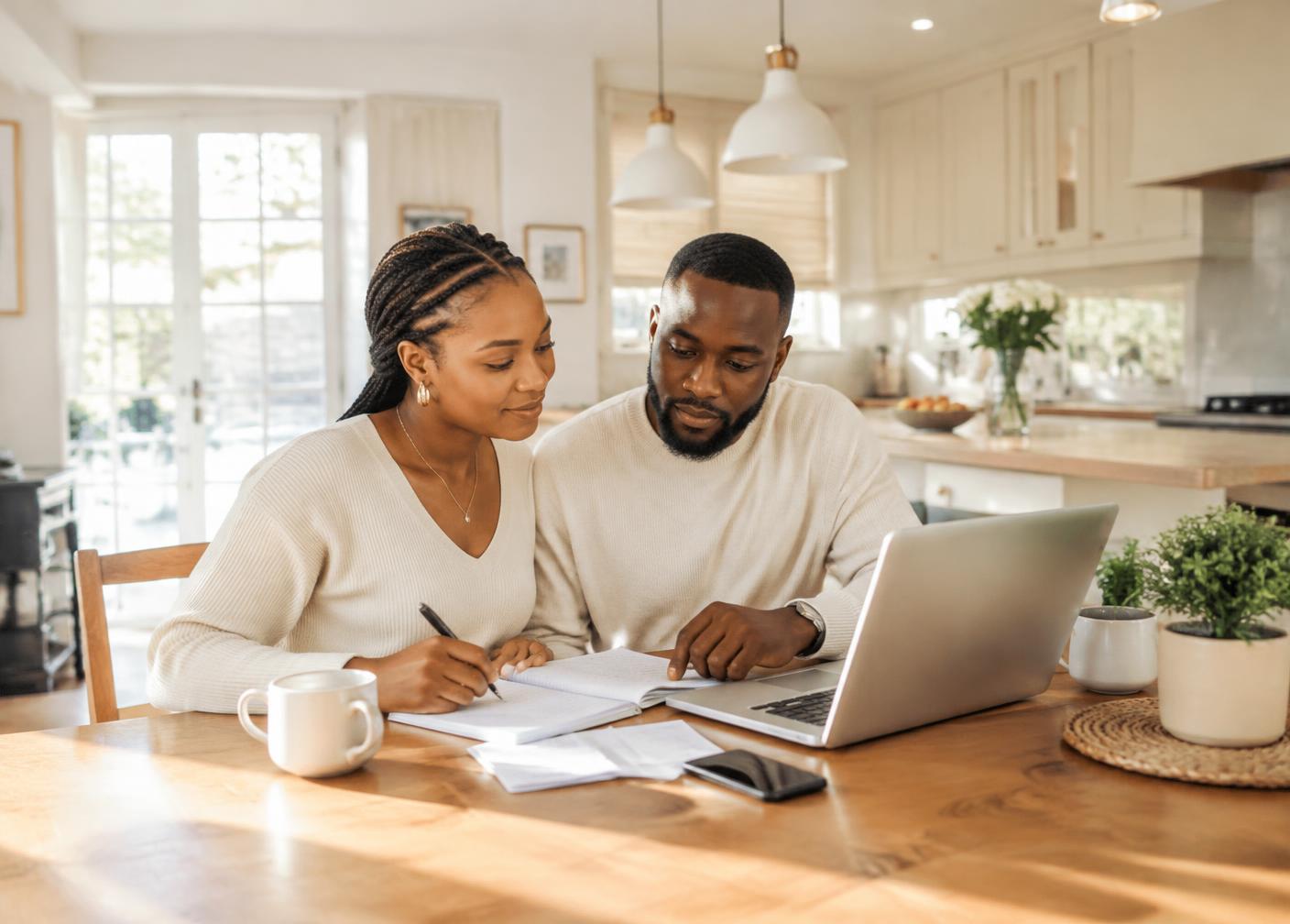 Couple planning their finances together